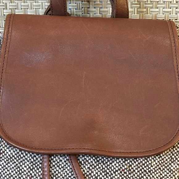 🌟2xHP🌟VTG 1980s-90s L.L. Bean Tan Leather & Tweed Back Pack - Picture 14 of 16